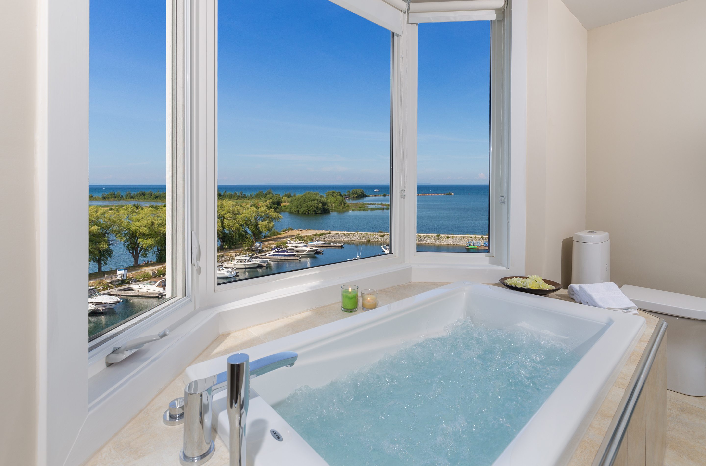 Image of a bathtub overlooking the water