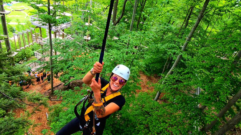 Image of zip lining at Blue Mountain