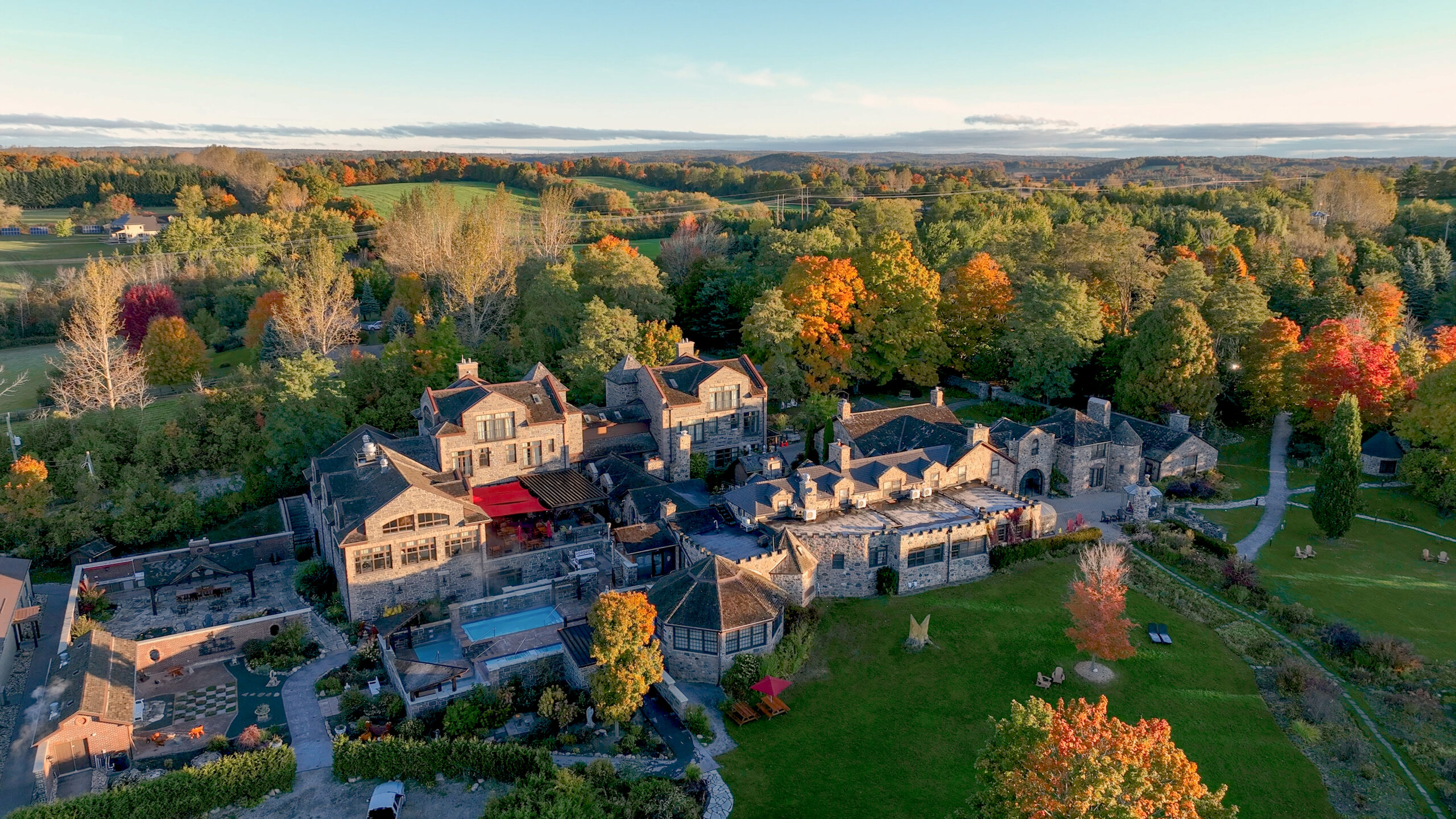 Aerial shot of Ste. Annes Resort - Resorts of Ontario